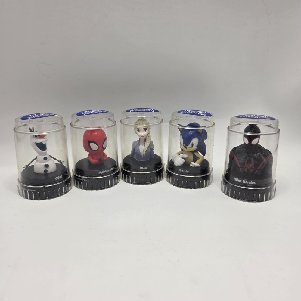 Stackable Podz Disney Marvel Sega Figure Lot Elsa Sonic‎ Spider-Man Olaf